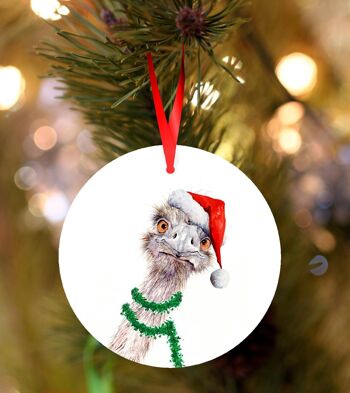 Tarquin, autruche, émeu, décoration de Noël à suspendre en céramique, ornement d'arbre par Jane Bannon 2