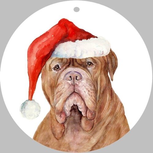 Winston, dogue de bordeaux , ceramic hanging Christmas decoration, tree ornament by Jane Bannon