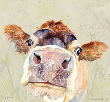 Pammy, Jersey Cow, Planche à découper en verre, image de Jane Bannon 2