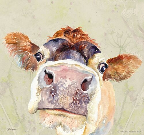 Pammy, Jersey Cow, Glass cutting board, image by Jane Bannon