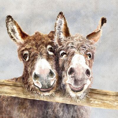 Stan & Ollie, ânes, planche à découper en verre, image de Jane Bannon
