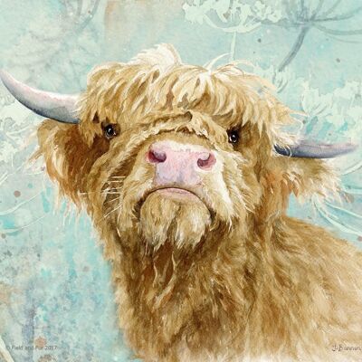 Donald, Highland Cow, tabla de cortar de vidrio, imagen de Jane Bannon