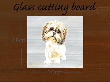 Bulles, Shih tzu, planche à découper en verre, image par Jane Bannon 2