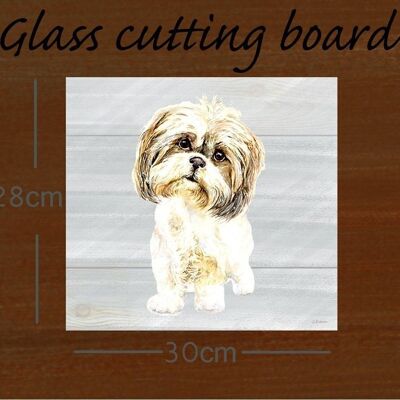 Bubbles, Shih tzu, Glass cutting board, image by Jane Bannon