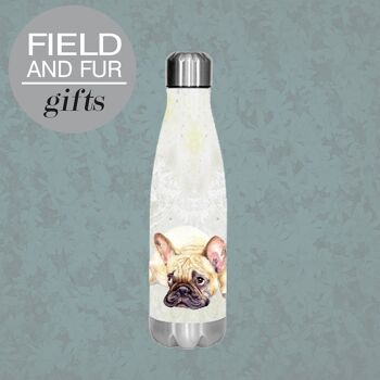 Gus, bouledogue français, bouteille d'eau isotherme, garde votre boisson chaude ou froide 2