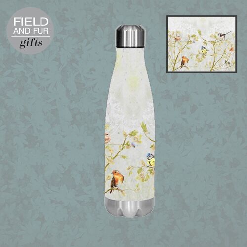 Garden birds , insulated water bottle, keeps your drink Hot or Cold