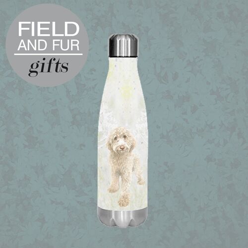 Douglas White, Labradoodle, insulated water bottle, keeps your drink Hot or Cold