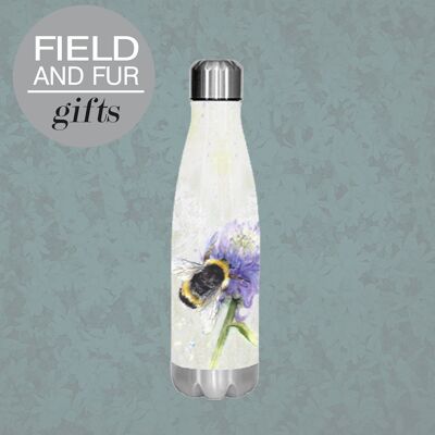 Bee on Clover, insulated water bottle, keeps your drink Hot or Cold