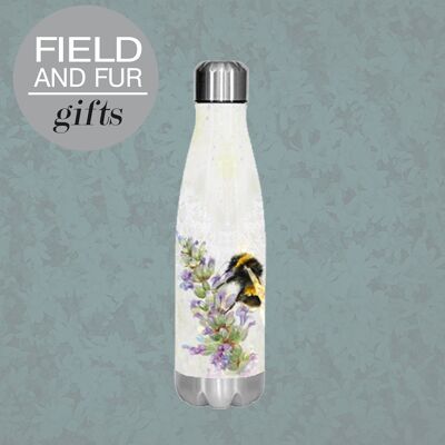 Bee on Lavender, botella de agua aislada, mantiene su bebida fría o caliente