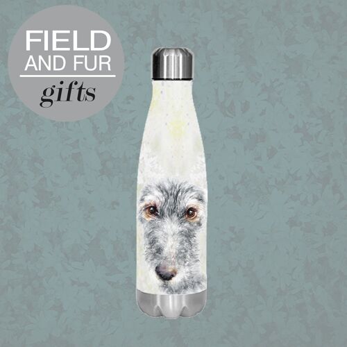 Larry, Lurcher, insulated water bottle, keeps your drink Hot or Cold