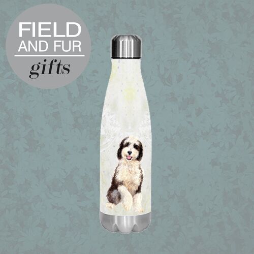 Steve, Sheepadoodle, insulated water bottle, keeps your drink Hot or Cold