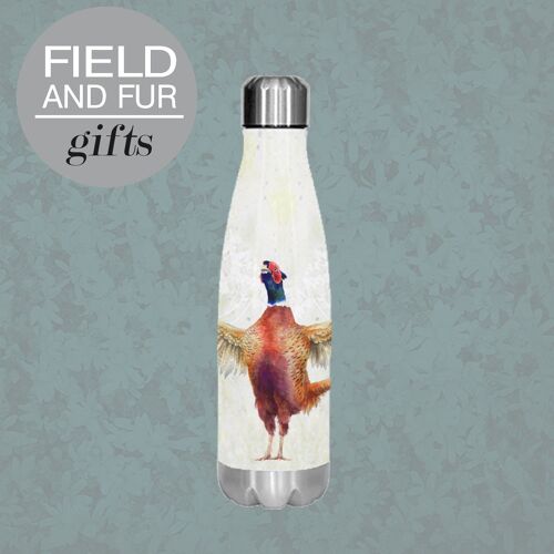 All in a Flap, Pheasant, insulated water bottle, keeps your drink Hot or Cold