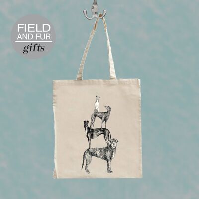 Hound Stack, Whippet, Greyhound, Lurcher & Deerhound Tote Shopping Bag NEW for 2022