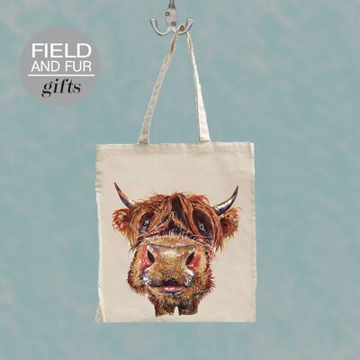 Jock, bolsa de la compra con diseño de vaca de las Tierras Altas