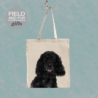 Mimi, borsa della spesa nera di Cocker Spaniel Tote