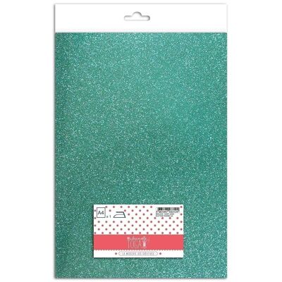 Tessuto termoadesivo glitterato 21x30cm Verde giada