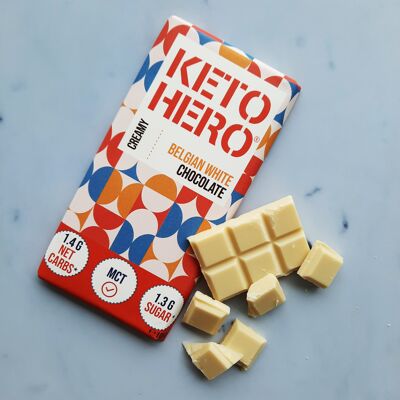 KETO-HERO® Chocolate Blanco Belga 12 x 100g