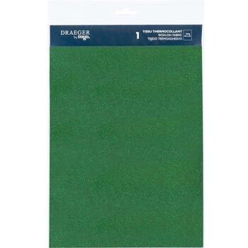 Tissu pailleté thermocollant 21x30cm Vert Sapin 2