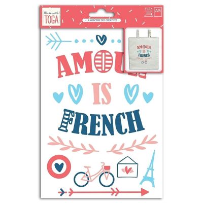 Transfert textile 15x21 cm Amour is French