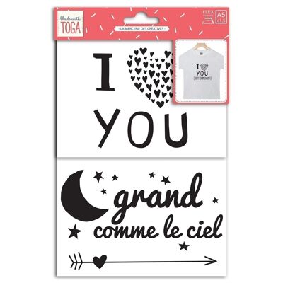 Transfert textile 15x21 cm I Love You