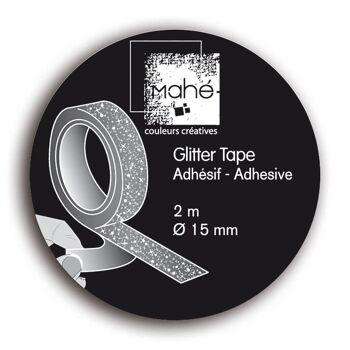 Glitter tape - 1,5cm x 2m - Argent 1