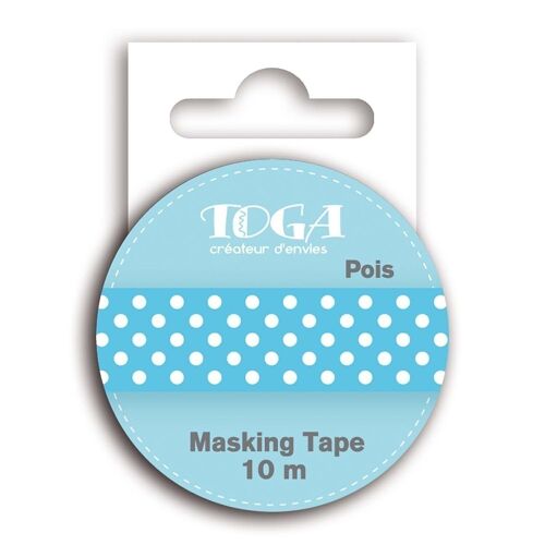 Masking Tape 10m Bleu à pois blancs