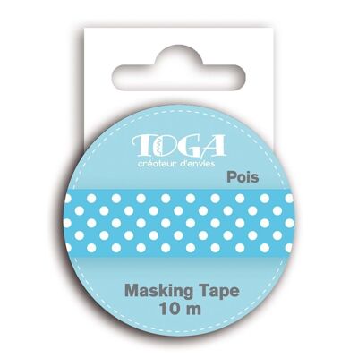 Masking Tape 10m Bleu à pois blancs