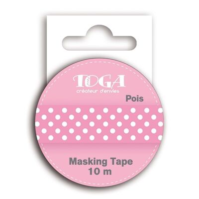 Masking Tape 10m Rose à pois blancs