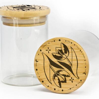 Glass Jar - "Among the Stars" Engraved Bamboo Lid - KOYO