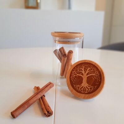 Glass Jar - "Tree of Life" Engraved Bamboo Lid