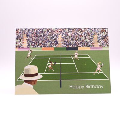 Biglietto di compleanno tennis "doppio misto".