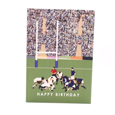 Carte d'anniversaire rugby "La mêlée"