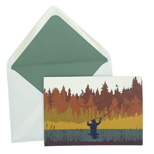 Autumn Fly Fishing Greetings Card