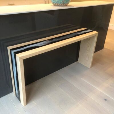 Ashwood bedroom bench with a black and white epoxy