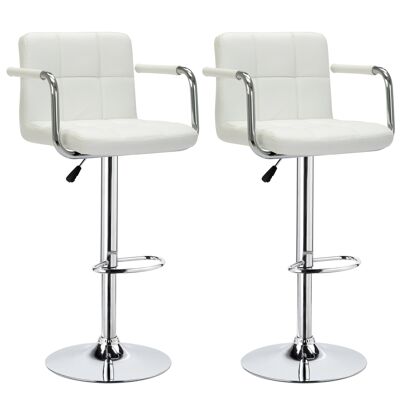 Toplo Modern Bar Office Stool with Armrest WHITE