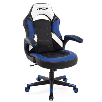 IWMH Drivo Gaming Racing Chair Cuir avec repose-mains pivotant 3D BLEU 2