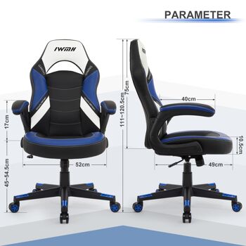 IWMH Drivo Gaming Racing Chair Cuir avec repose-mains pivotant 3D BLEU 4