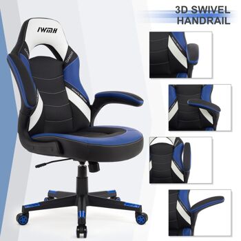 IWMH Drivo Gaming Racing Chair Cuir avec repose-mains pivotant 3D BLEU 6