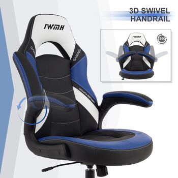 IWMH Drivo Gaming Racing Chair Cuir avec repose-mains pivotant 3D BLEU 7