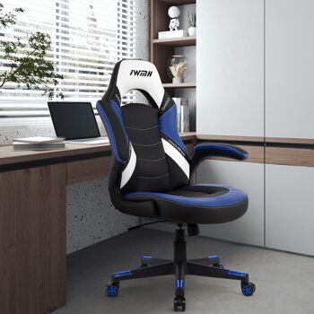 IWMH Drivo Gaming Racing Chair Cuir avec repose-mains pivotant 3D BLEU 9