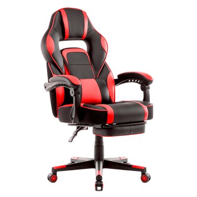 IWMH Rally Gaming Racing Chair Leder mit einziehbarer Fußstütze ROT