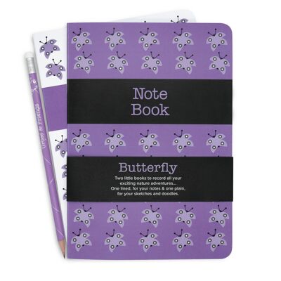 Ensemble de carnet de notes et de croquis papillon
