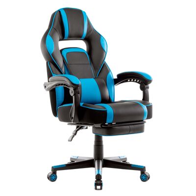 IWMH Rally Gaming Racing Chair Leather with Retractable Footrest BLUE