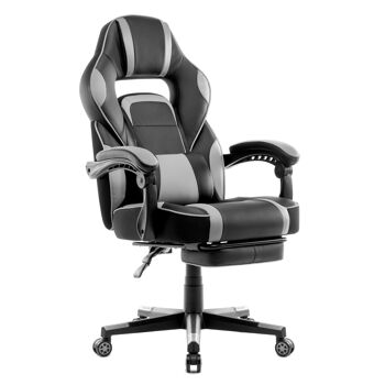 IWMH Rally Gaming Racing Chair Cuir avec repose-pieds rétractable GRIS 1