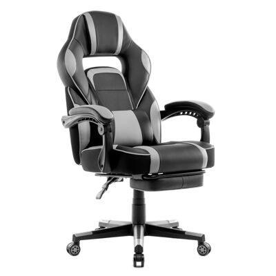 IWMH Rally Gaming Racing Chair Cuir avec repose-pieds rétractable GRIS