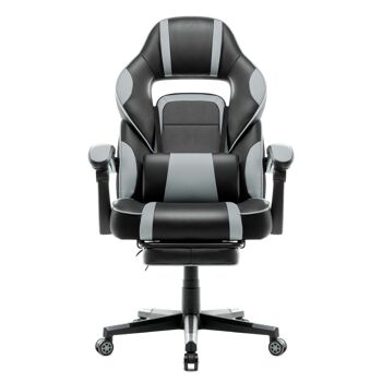 IWMH Rally Gaming Racing Chair Cuir avec repose-pieds rétractable GRIS 2