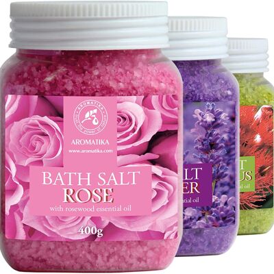 Set with 3 bath salts (Lavender - Rose - Eukalyptus)