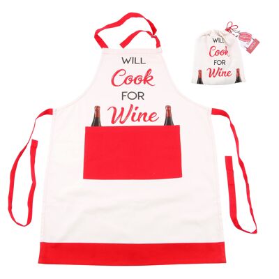 Will Cook For Wine' Wine Apron