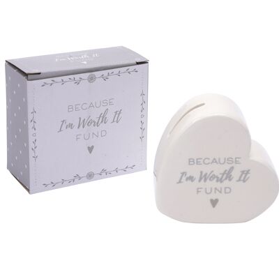 SWL 'Because I'm Worth It' Heart Money Bank