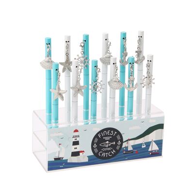 Finest Catch 6 Assorted Nautical Pens With Charms